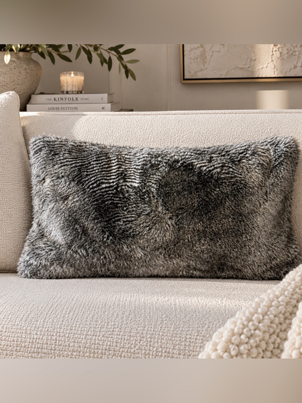 Restoration Hardware Luxurious Velvety Soft Faux Chinchilla Pillow Cover (3)